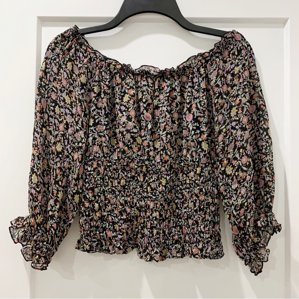 Anthropologie Lucia Smocked Off-Shoulder Floral Peasant Top - Picture 2 of 9